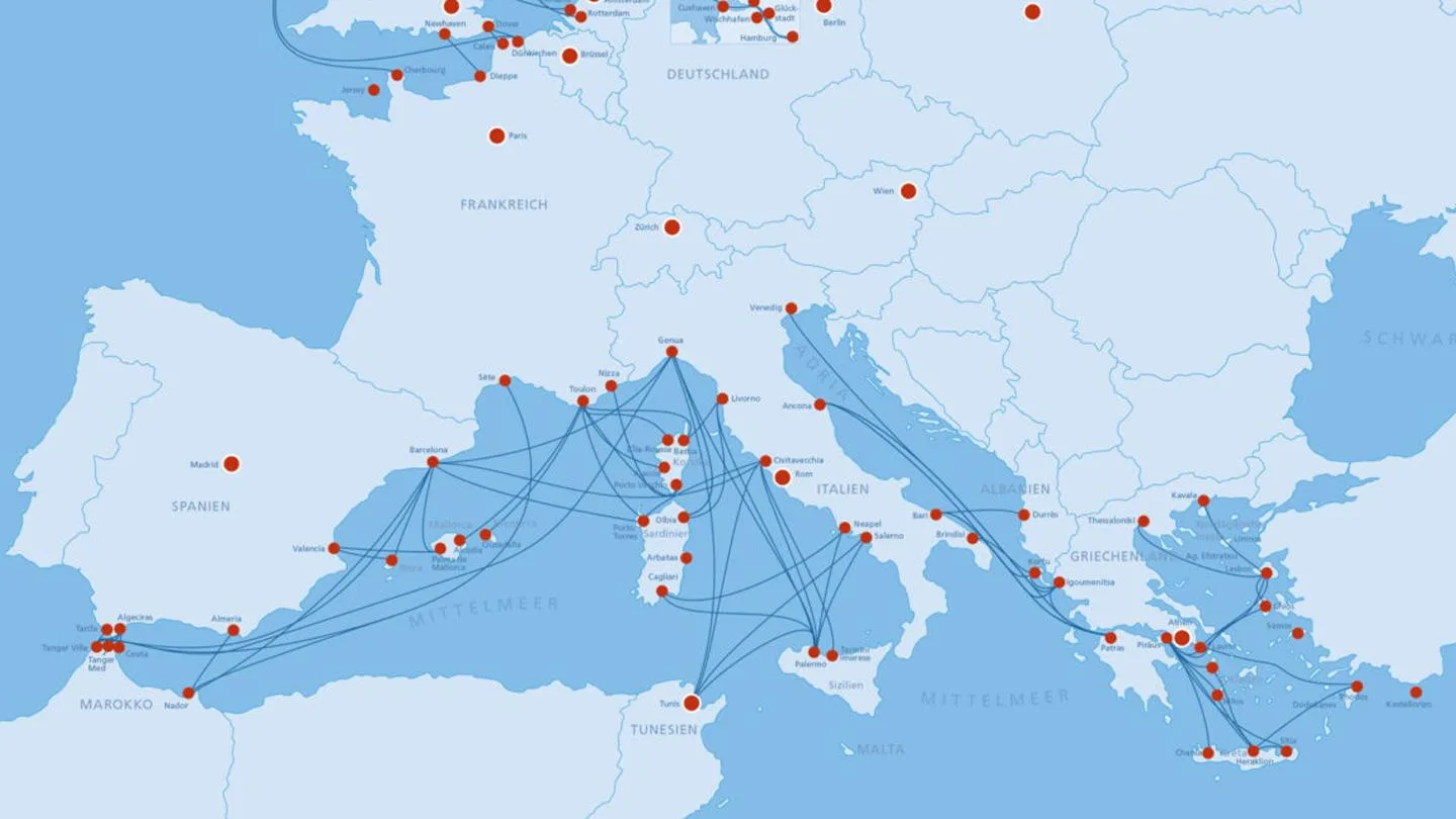 Fährverbindungen am Mittelmeer